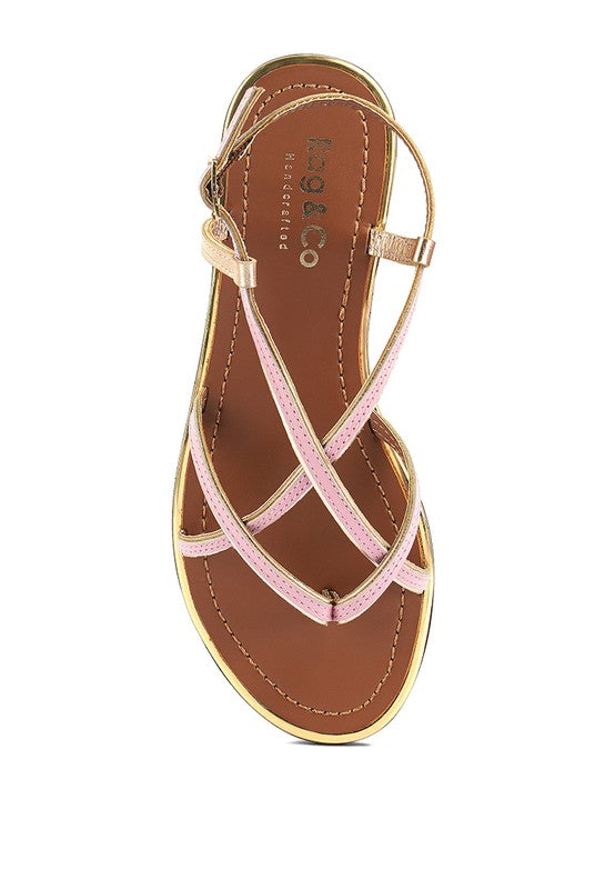 Rag & Co Pheboe Leather Strappy Flat Sandals - Tigbuls Variety Fashion