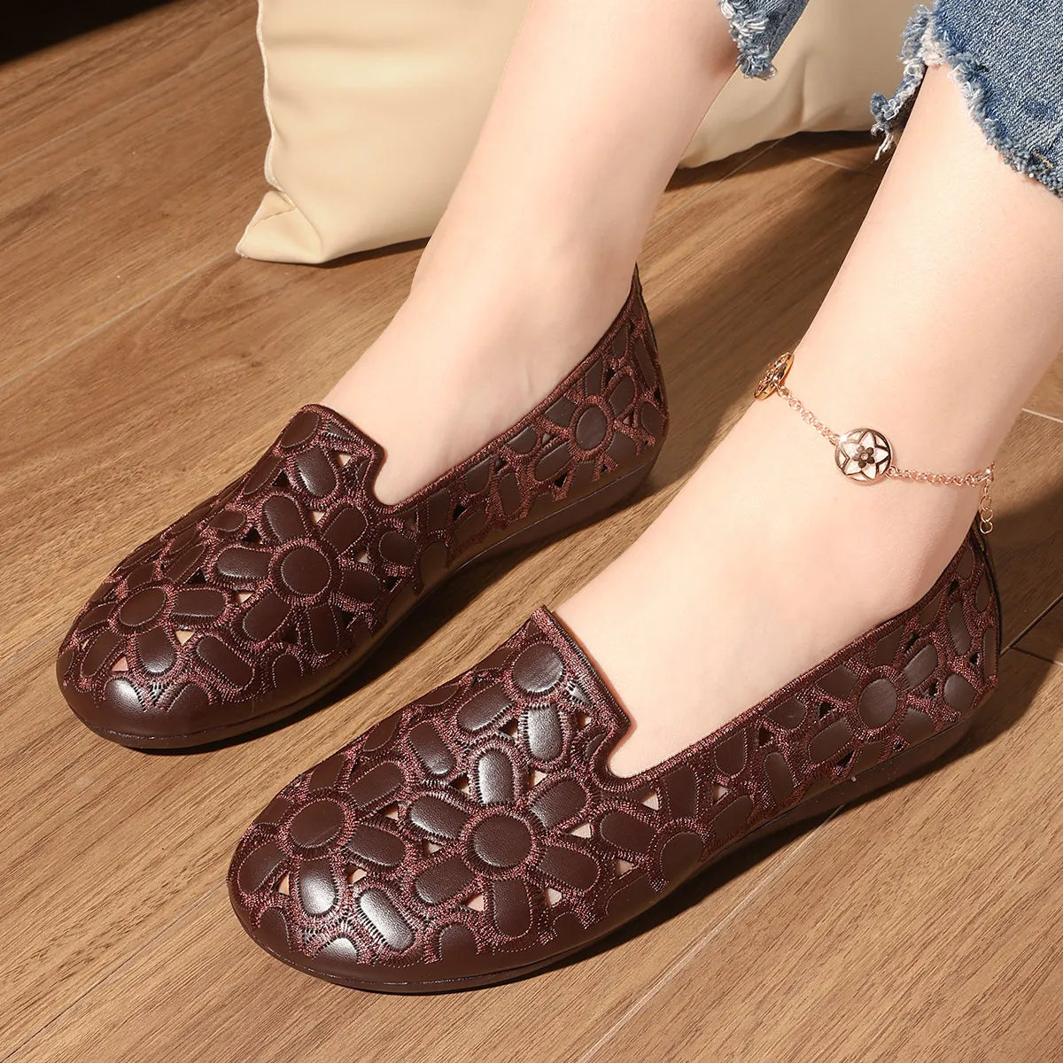 Cutout Round Toe Slip-Ons - Tigbul's Variety Fashion Shop
