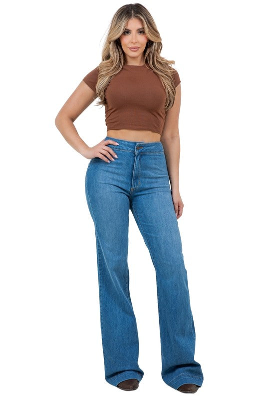 Harley Wide Leg Med Blue- Inseam 34 - Tigbul's Variety Fashion Shop