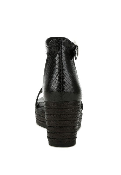 Utah Faux Leather Snake Wedge Espadrilles - Tigbul's Variety Fashion Shop