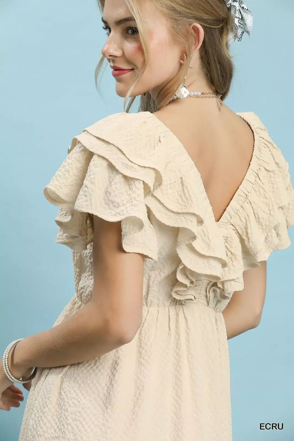 Umgee Textured Ruffle Midi Dress - Tigbul's Variety Fashion Shop