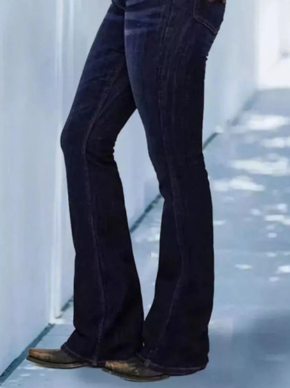 Full Size Wash Flare Jeans with Pockets Plus Size - Tigbul's Variety Fashion Shop