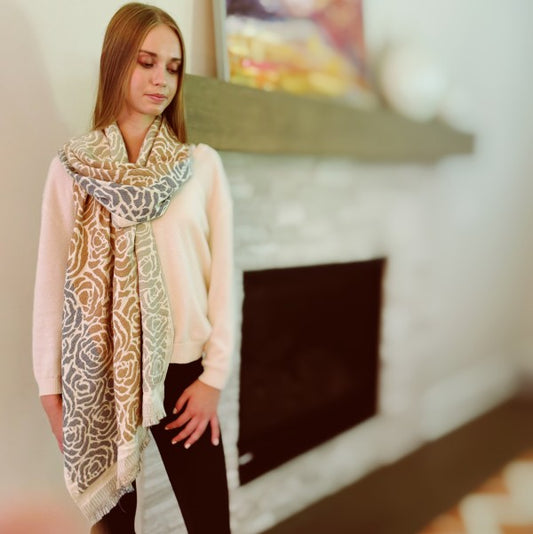 Lovely Rose Print Pattern Luxe Scarf - Tigbul's Variety Fashion Shop