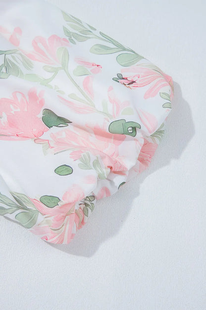Tied Printed Short Sleeve Blouse - Tigbul's Variety Fashion Shop