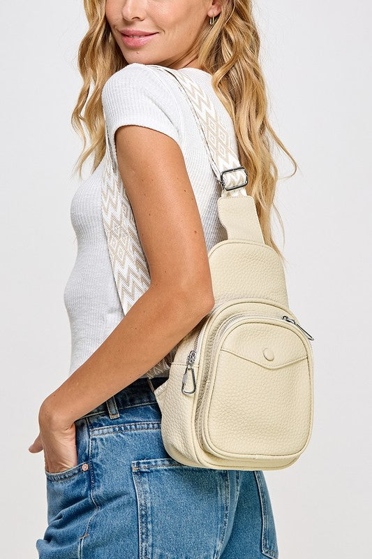 Textured PU Leather Sling Bag