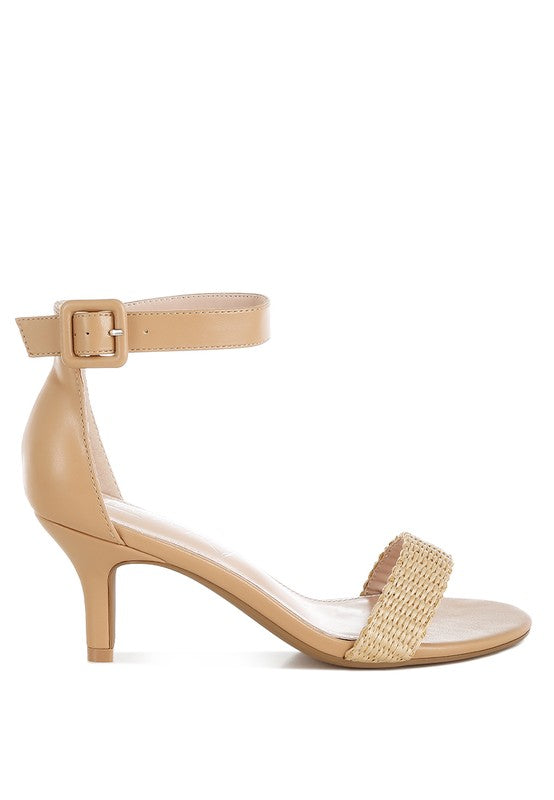 Rano Raffia Kitten Heel Sandals - Tigbul's Variety Fashion Shop