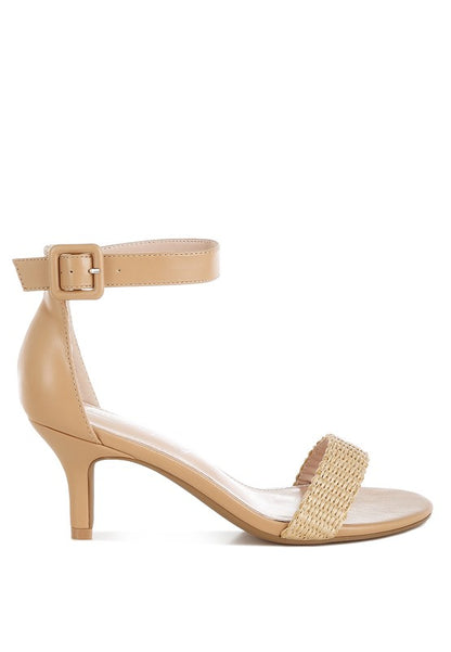 Rano Raffia Kitten Heel Sandals - Tigbul's Variety Fashion Shop