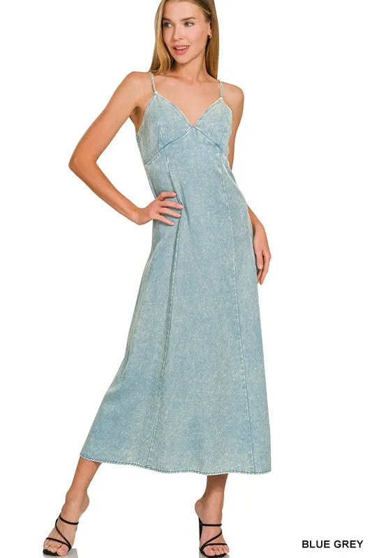 Tencel Mineral Washed Maxi Dress - Tigbul's Variety Fashion Shop