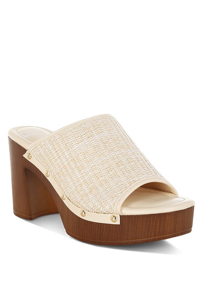 Marengo Raffia Wooden Clogs - Tigbul's Variety Fashion Shop