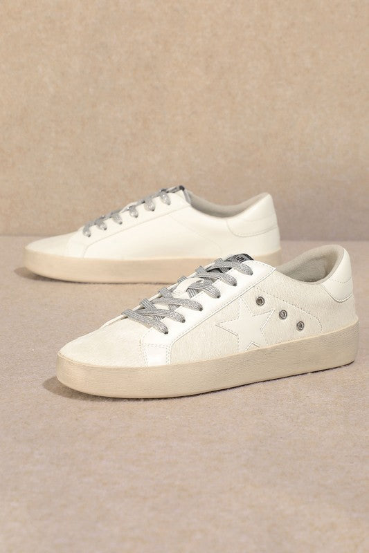 Lace Up, Star, Low Top Sneakers - Tigbul's Variety Fashion Shop