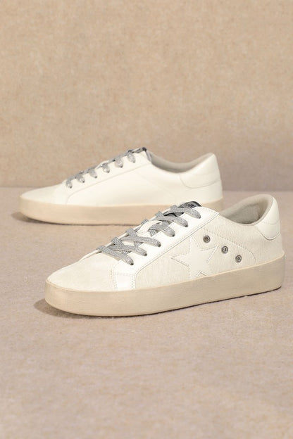 Lace Up, Star, Low Top Sneakers - Tigbul's Variety Fashion Shop