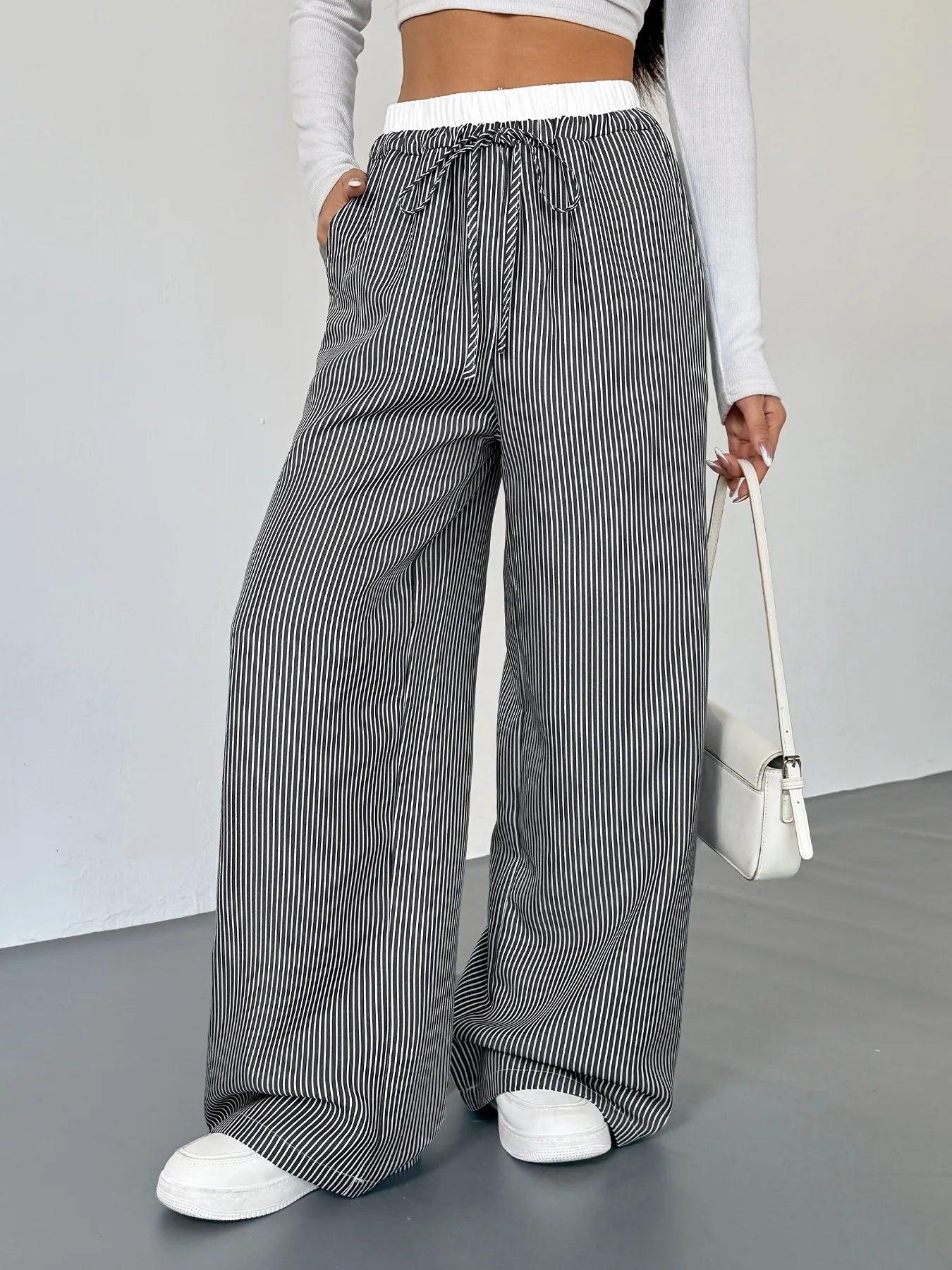 Striped Wide Leg Drawstring Pants - Tigbul's Variety Fashion Shop