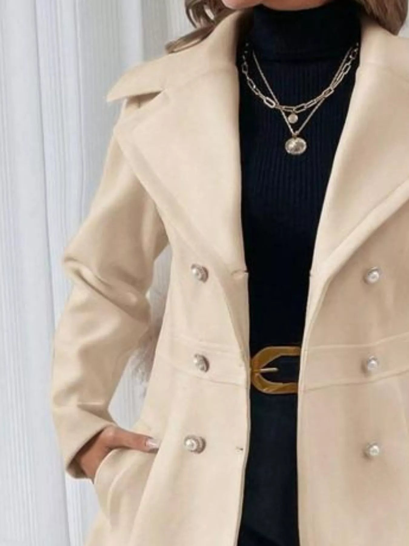 Double-Breasted Wool Blend Coat - Tigbul's Variety Fashion Shop