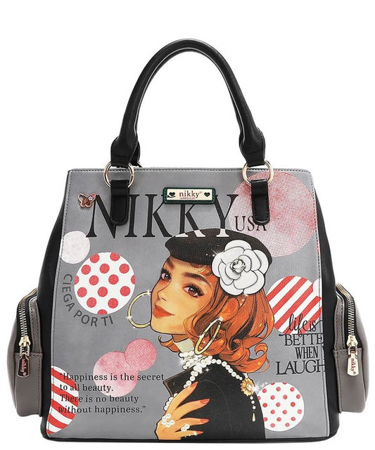 Nicole Lee USA Eco-Leather Handbag with Side Pockets - Tigbul's Variety Fashion Shop