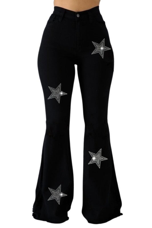 Star Rhinestone Bell Bottom - Tigbul's Variety Fashion Shop