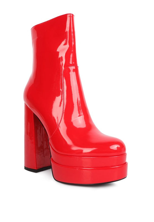 Bander Patent Pu High Heel Platform Ankle Boots - Tigbul's Variety Fashion Shop