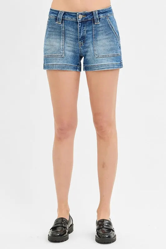 RISEN Low Rise Patched Pocket Shorts - Tigbul's Variety Fashion Shop