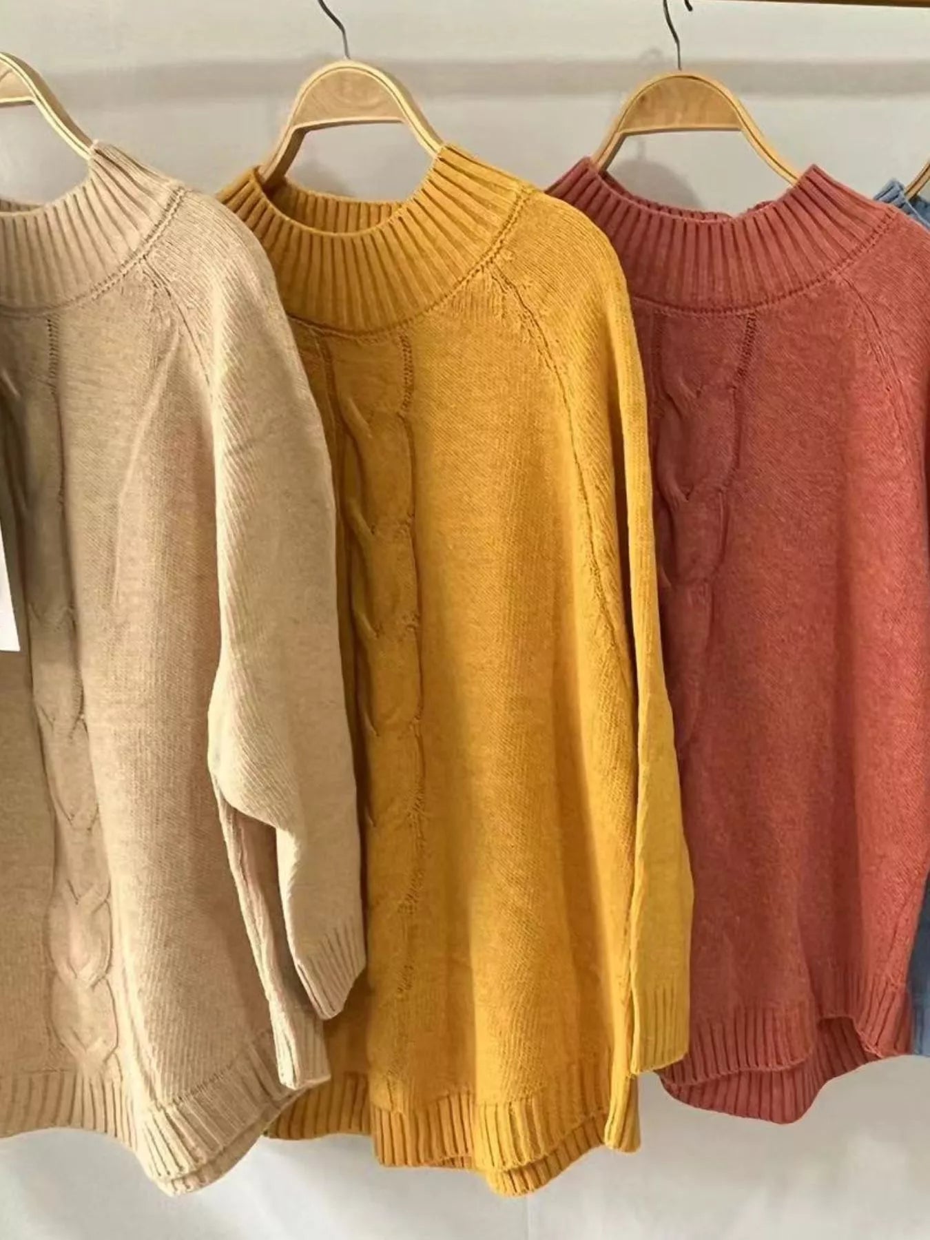 Full Size Cable-Knit Long Sleeve Sweater Plus Size - Tigbul's Variety Fashion Shop