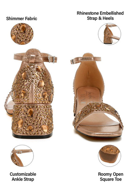 Nocturnal Rhinestone Embellished Shimmer Sandals - Tigbul's Variety Fashion Shop