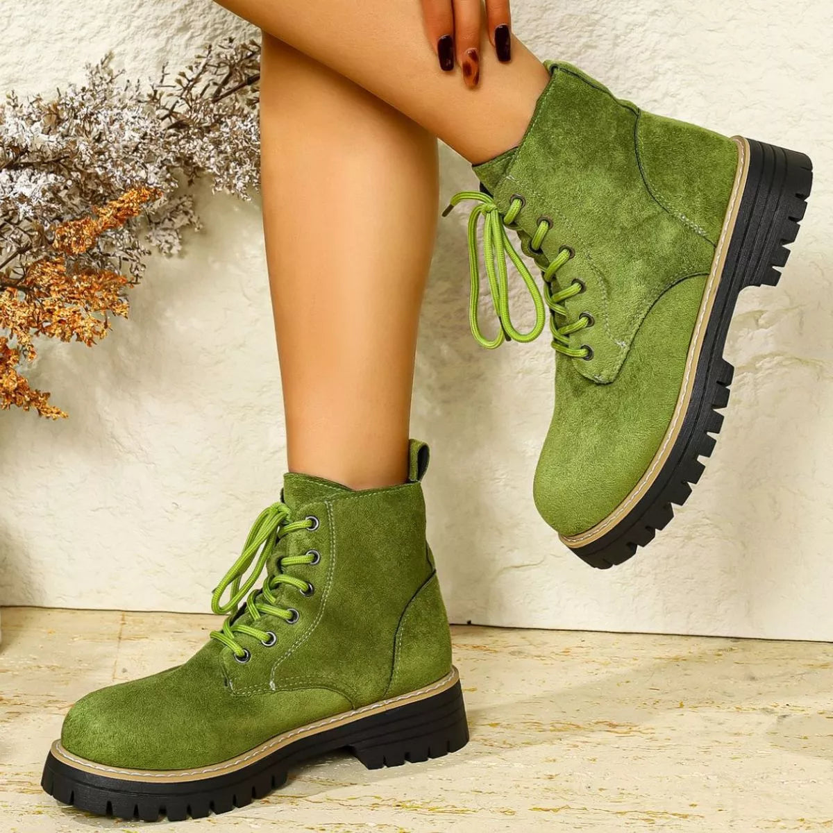Round Toe Lace Up Boots - Tigbul's Variety Fashion Shop