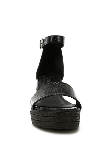 Utah Faux Leather Snake Wedge Espadrilles - Tigbul's Variety Fashion Shop