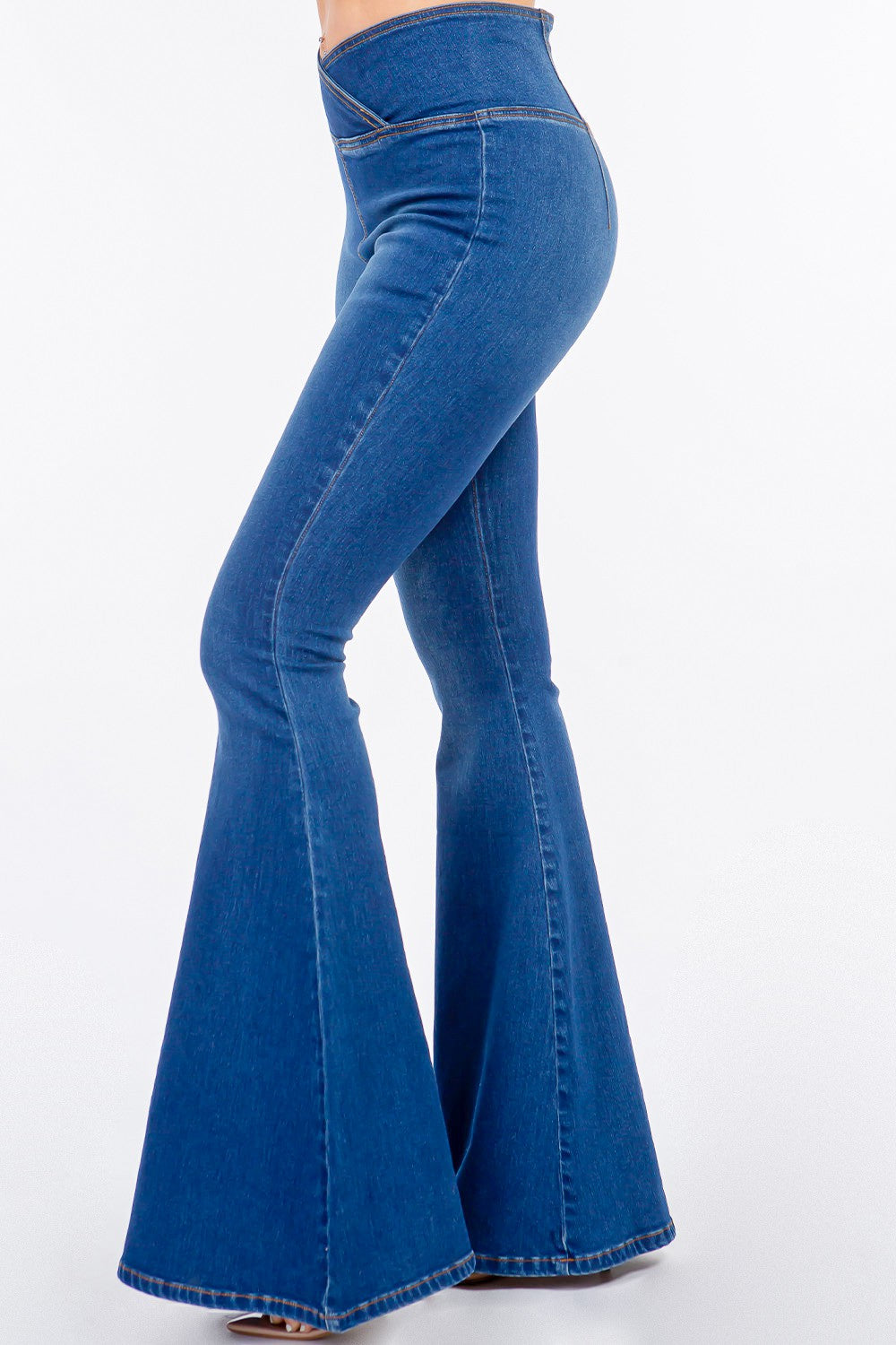 American Bazi High Waist Pull On Flare Jeans - Tigbul's Variety Fashion Shop