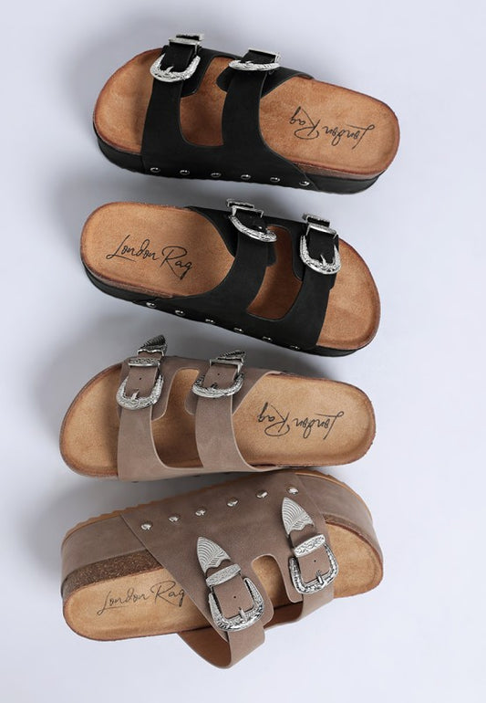 Zaphod Faux Leather Flatform Platform Slip On Sandals - Tigbul's Variety Fashion Shop