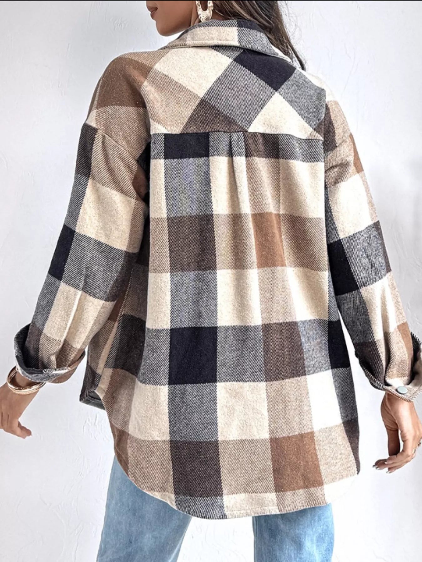 Plaid Button-Up Long Sleeve Shirt - Tigbul's Variety Fashion Shop