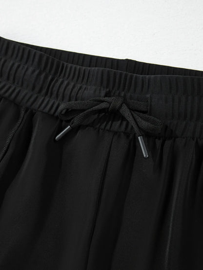 High Waisted Drawstring Swim Shorts - Tigbul's Variety Fashion Shop