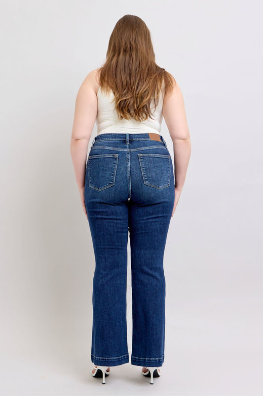 Judy Blue Full Size High Rise Flare Jeans with Pockets Plus Size - Tigbul's Variety Fashion Shop