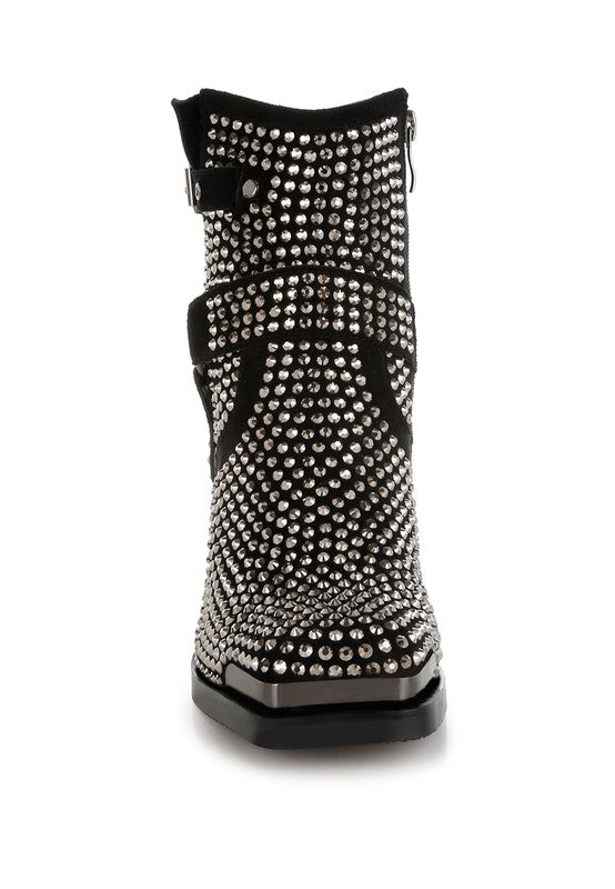 Babbon Studded Harness Detail Ankle Boots - Tigbul's Variety Fashion Shop