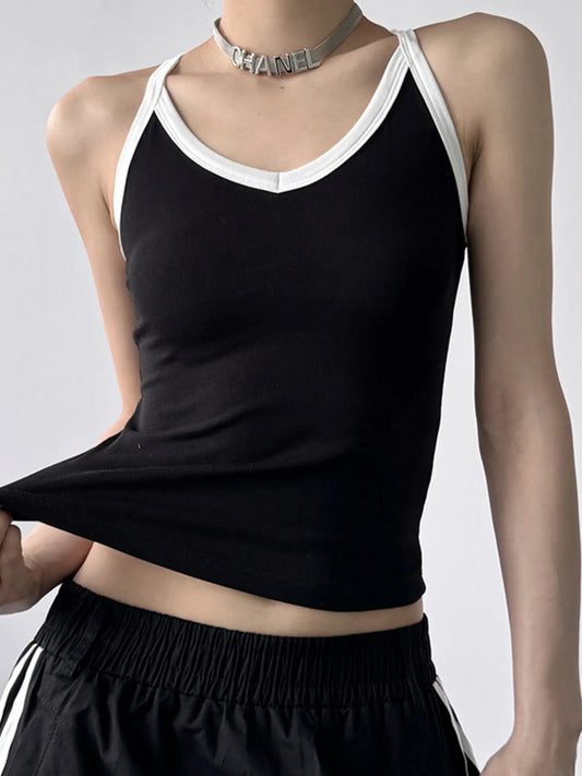 Contrast Trim Cami Top - Tigbul's Variety Fashion Shop