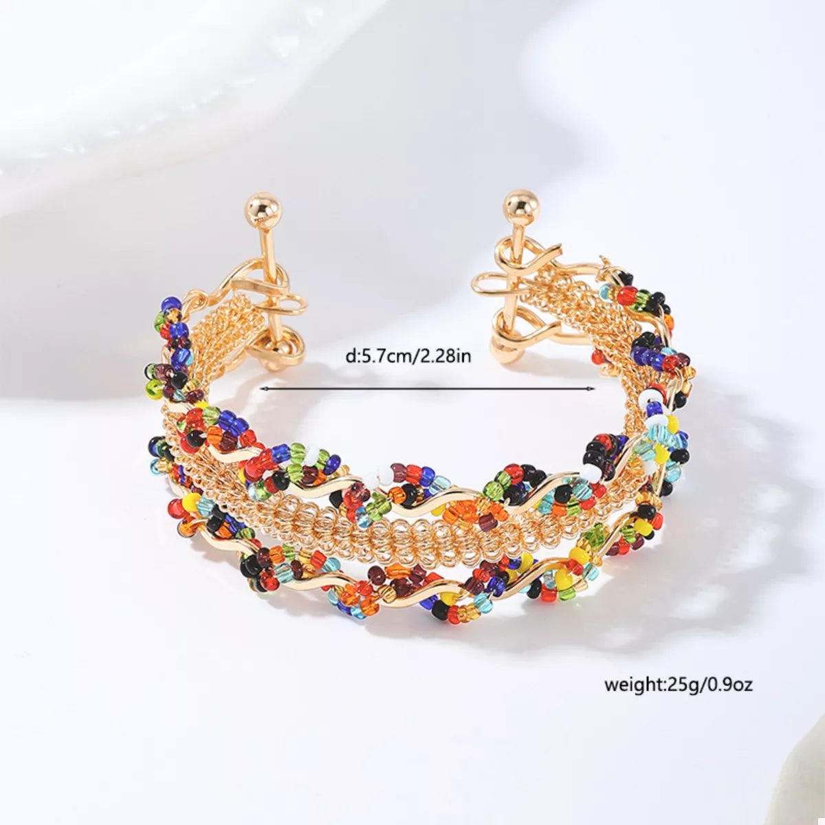 18K Gold-Plated Three Layered Open Bracelet - Tigbul's Variety Fashion Shop