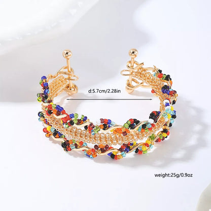 18K Gold-Plated Three Layered Open Bracelet - Tigbul's Variety Fashion Shop