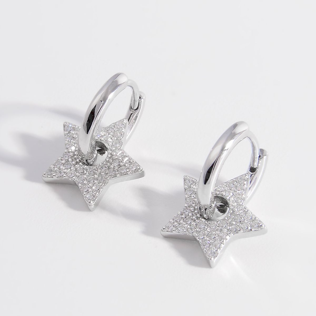 925 Sterling Silver Zircon Star Earrings - Tigbuls Variety Fashion