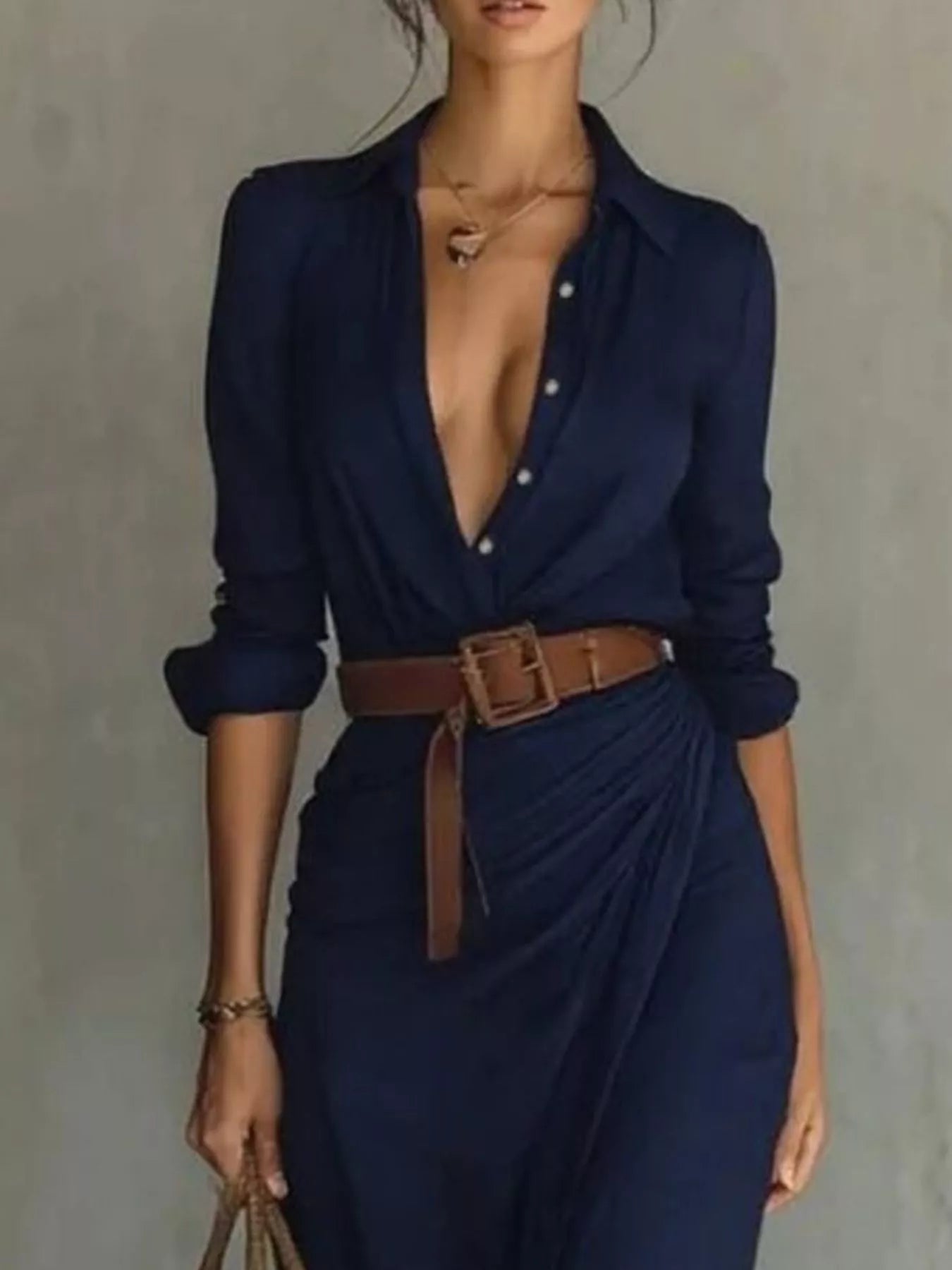 Full Size Ruched Long Sleeve Maxi Dress Plus Size - Tigbul's Variety Fashion Shop