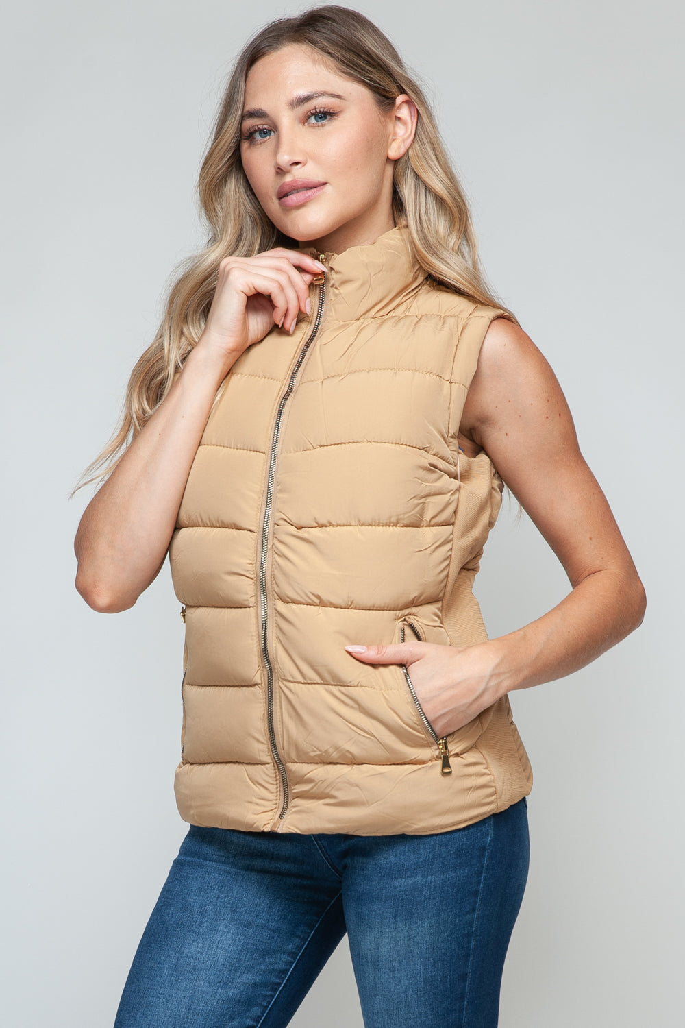 Snobbish Zip Up Turtleneck Vest with Pockets - Tigbul's Variety Fashion Shop