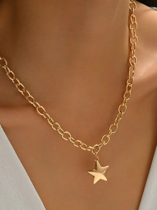 18K Gold-Plated Star Pendant Chain Necklace - Tigbul's Variety Fashion Shop