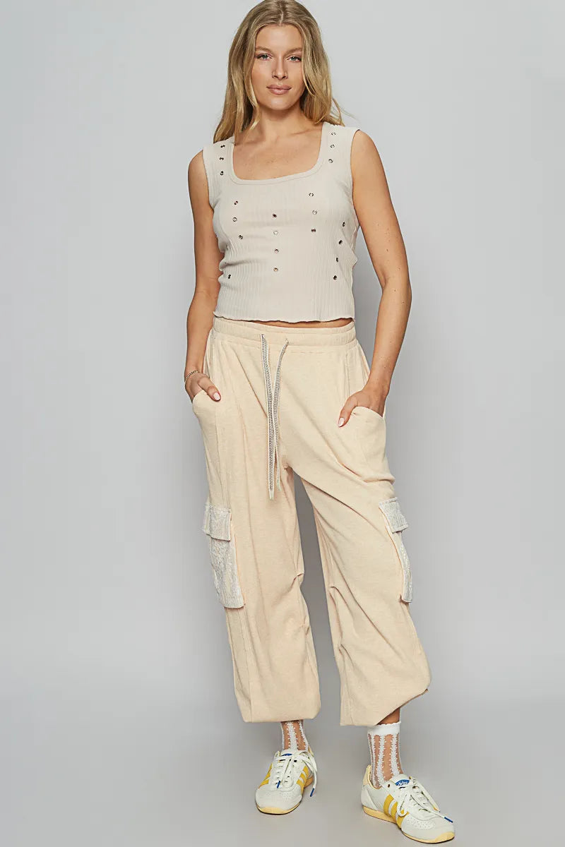 POL Drawstring Lace Pocket Patch Joggers - Tigbul's Variety Fashion Shop