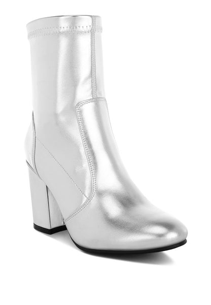 Tirana Metallic Pleather Sock Boots - Tigbul's Variety Fashion Shop