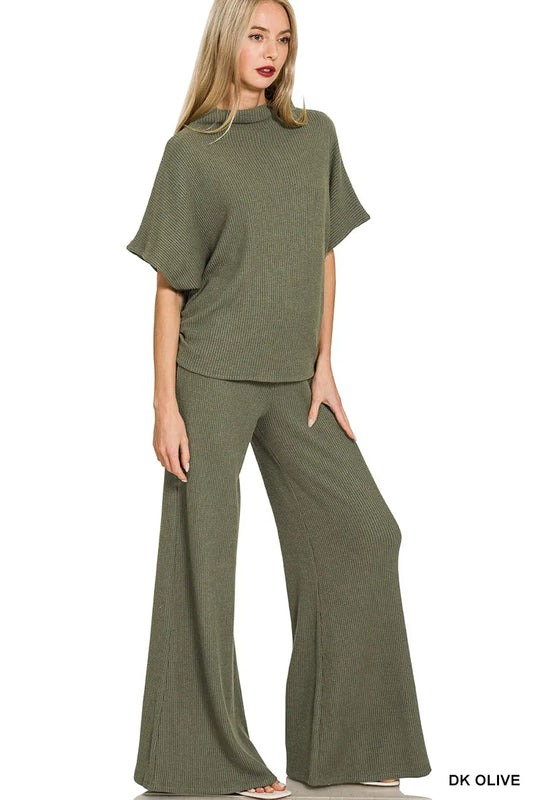 Zenana Mock Neck Top and Pants Sweater Set - Tigbul's Variety Fashion Shop