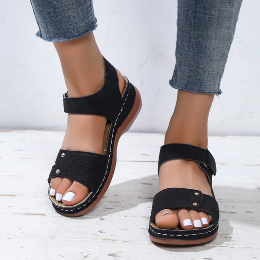 Classic Comfort Velcro Strap Platform Sandals - Tigbul's Variety Fashion Shop