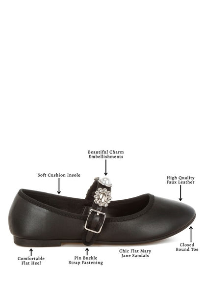Kavana Charms Embellished Flat Mary Janes - Tigbul's Variety Fashion Shop