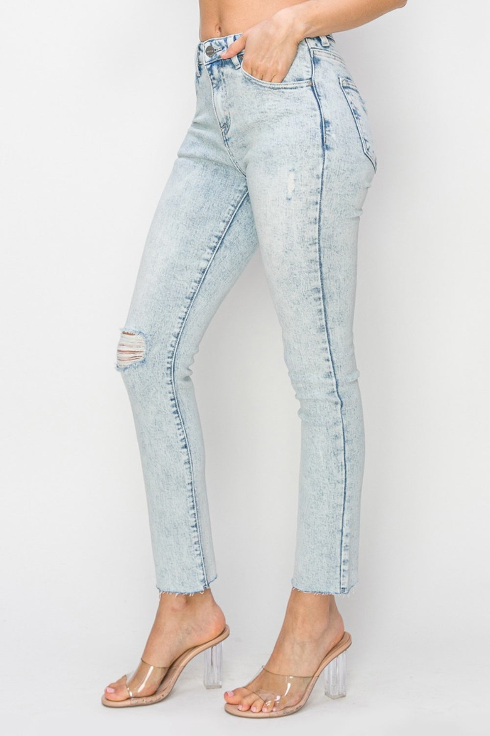 Risen Full Size High Rise Distressed Skinny Jeans - Tigbul's Variety Fashion Shop