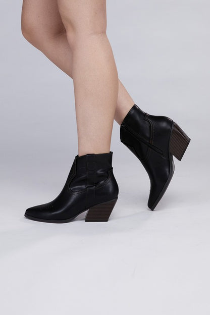 Side Zip Western Ankle Booties - Tigbuls Variety Fashion