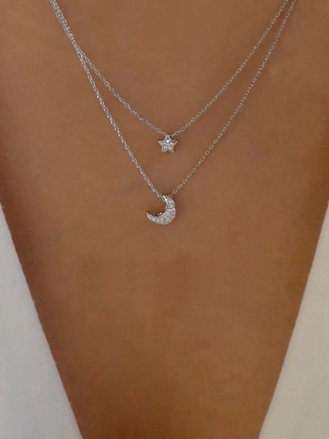 Double Layered Star and Moon Pendant Necklace - Tigbul's Variety Fashion Shop