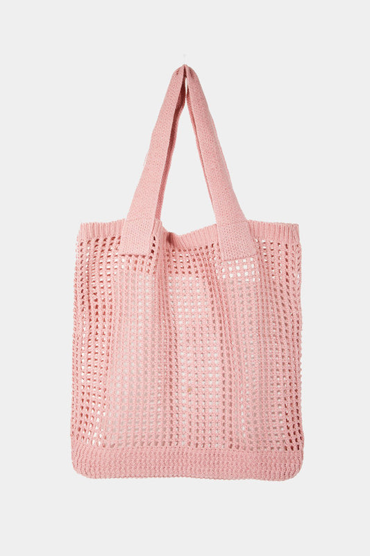 Fame Pointelle Knit Crochet Tote Bag - Tigbul's Variety Fashion Shop