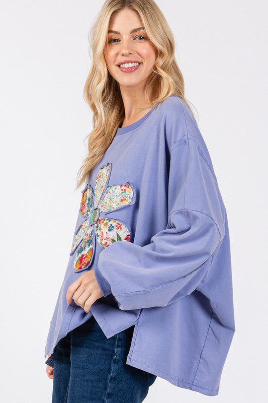 SAGE + FIG Flower Patch Dropped Shoulder Oversize Top - Tigbul's Variety Fashion Shop