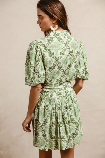 BiBi Tied Floral Short Sleeve Mini Shirt Dress - Tigbul's Variety Fashion Shop