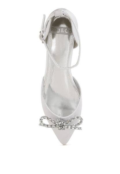 Simina Rhinestone Detail Bow Flat Sandals - Tigbul's Variety Fashion Shop